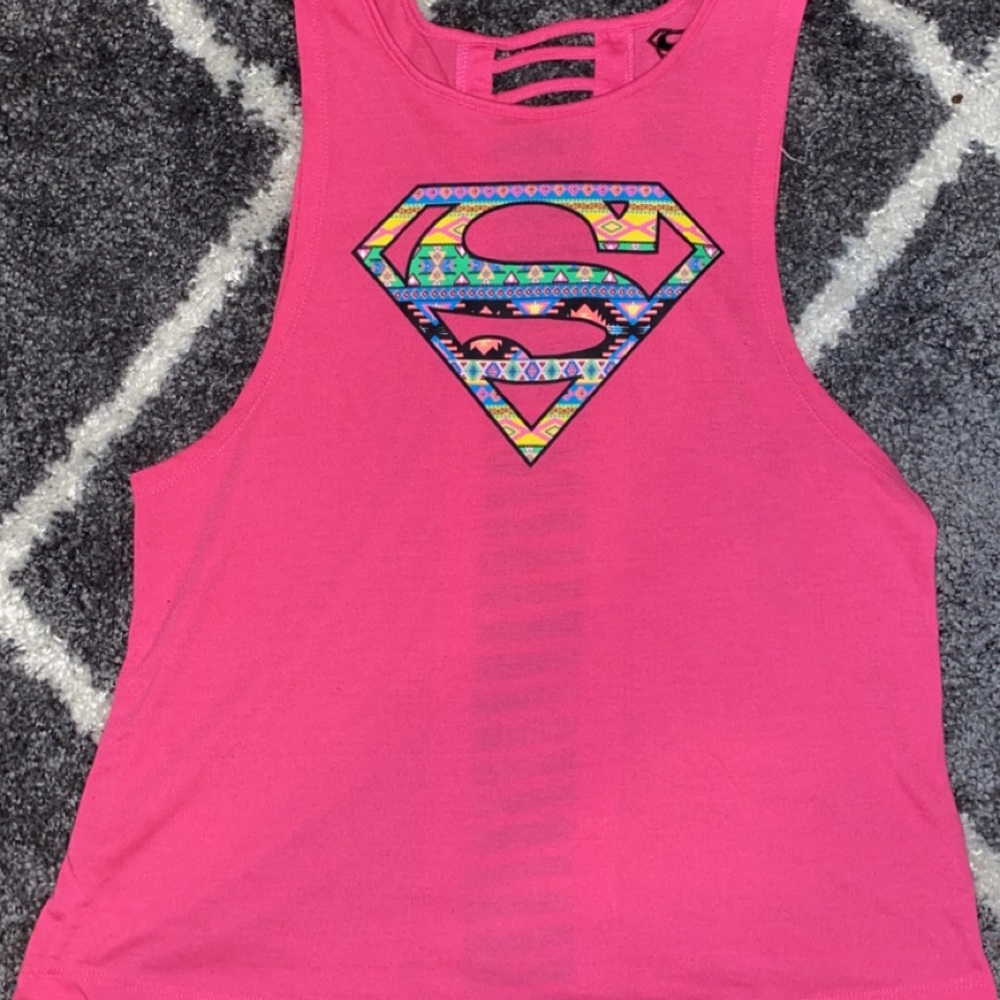 Pink Superman tank top